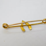 Edwardian 9ct Yellow Gold, Turquoise, Seed Pearl Wishbone Brooch Antique c1910
