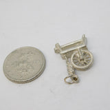 Sterling Silver Spinning Wheel Charm Pendant Vintage c1970