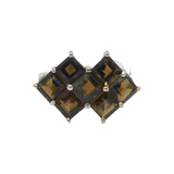Sterling Silver 8 Smoky Quartz Modernist Cocktail Ring Vintage c1970 Size N 1/2