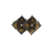 Sterling Silver 8 Smoky Quartz Modernist Cocktail Ring Vintage c1970 Size N 1/2