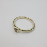 Sterling Silver Crystal Heart Beaded Pattern Stacking Ring Modern c2010 Size L