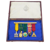 Boxed Edwardian Sterling Silver Gilt Masonic Medal Degree Group Antique
