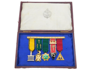 Boxed Edwardian Sterling Silver Gilt Masonic Medal Degree Group Antique