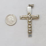 Sterling Silver Paste Set Millenium Cross Large Charm Pendant Vintage c1970s