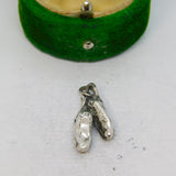 Sterling Silver Ballerina Shoes Slippers Charm Pendant Vintage c1970