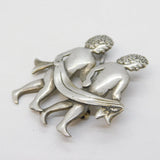 Sterling Silver Large Twins of Gemini Brooch Pin Vintage c1970s