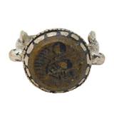 20th Century Ancient Style White Metal Agate Centurion Signet Ring Antique c1920