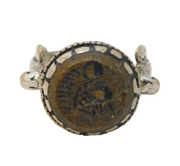 20th Century Ancient Style White Metal Agate Centurion Signet Ring Antique c1920