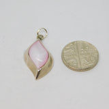 Sterling Silver Pink Shell Effect Curved Charm Pendant Contemporary c1990s