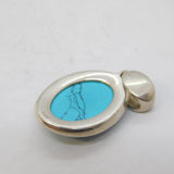 Sterling Silver Mounted Blue Howlite Drop Pendant Vintage c1990s