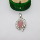 Sterling Silver Cabochon Opal Drop Charm Pendant Vintage c1970
