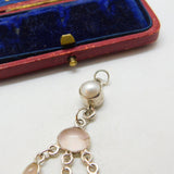 Sterling Silver Quartz and Pearl Dream Catcher Charm Pendant Vintage c1970