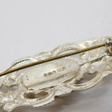 Sterling Silver Malachite Set Floral Dress Brooch Vintage 1988 Sheffield