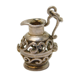 Sterling Silver Opening Wine Jug Charm Pendant Vintage c1970