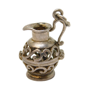 Sterling Silver Opening Wine Jug Charm Pendant Vintage c1970