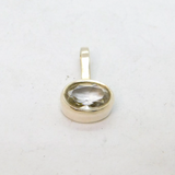 Sterling Silver Oval White Topaz Simplistic Drop Charm Pendant Vintage c1970