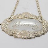 Sterling Silver Grape Pattern Brandy Decanter Label Vintage 1990 Birmingham