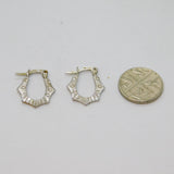 Pair of Sterling Silver Modernist Patterned Huggie Hoop Earrings Modern c1990