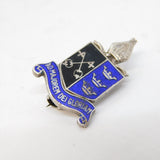 Sterling Silver & Enamel Heraldic Crest Brooch Antique 1936 Birmingham