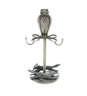 19th Century Sterling Silver Owl & Fox Form Jewellery Stand Antique c1890s