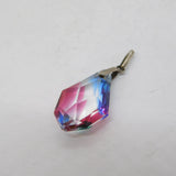 Art Deco Sterling Silver Faceted Iris Glass Drop Pendant Antique c1920
