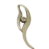 Sterling Silver White Topaz Curvy Organic Shape Drop Pendant Vintage c1970