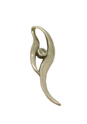 Sterling Silver White Topaz Curvy Organic Shape Drop Pendant Vintage c1970