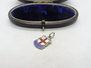 Sterling Silver and Enamel London Traveller Shield Charm Pendant Vintage c1970
