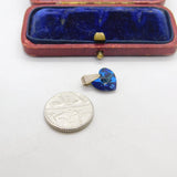 Sterling Silver Blue Glass Heart Charm Pendant Vintage c1970