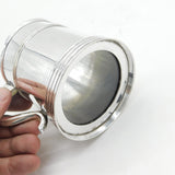 Victorian Silver Plated Glass Bottom Half-Pint Tankard Mug Antique c1880