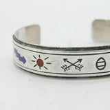 Navajo Sterling Silver Hardstone Stone Bangle Bracelet Vintage c1950s