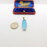 Sterling Silver Dyed Pearl Oval Ocean Swirl Charm Pendant Vintage c1970