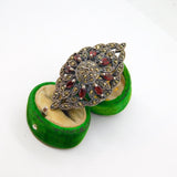 Sterling Silver 8 Garnet & Marcasite Set Statement Ring Modern c1990 Size N