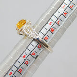 Sterling Silver Citrine & White Sapphire Dress Ring Vintage c1970 Size N 1/2