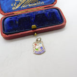 Sterling Silver and Enamel Cardigan Travel Shield Charm Pendant Vintage c1970