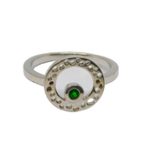 Sterling Silver Green Garnet Circle Design Band Ring Vintage c2000 Size U 1/2