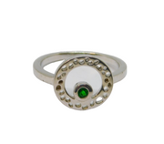 Sterling Silver Green Garnet Circle Design Band Ring Vintage c2000 Size U 1/2