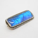 Sterling Silver Morpho Butterfly Wing Set Brooch Pin Antique c1920 Art Deco