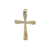 Sterling Silver Patterned Cross Charm Pendant Vintage c1970s