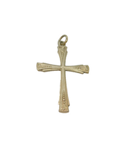 Sterling Silver Patterned Cross Charm Pendant Vintage c1970s
