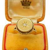 Boxed Victorian 15ct Gold & Diamond Set Starburst Dress Ring Antique c1890s