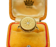 Boxed Victorian 15ct Gold & Diamond Set Starburst Dress Ring Antique c1890s