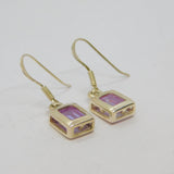 Pair of Sterling Silver Purple Crystal Hook Drop Earrings Contemporary c2000