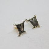 Pair of Sterling Silver Stud 'V' Symbol Scroll Style Stud Earrings Vintage c1990