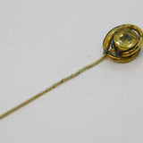 Victorian Rolled Gold & Citrine Set Floral Pattern Stick Pin Antique c1880s