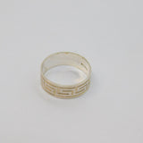 Sterling Silver Greek Key Patterned Band Ring Vintage c1970 Size P 1/2