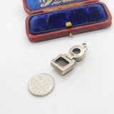 Sterling Silver and Onyx Geometric Drop Charm Pendant Vintage c1970