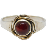 Sterling Silver Round Carnelian Cabochon Studio Style Ring Vintage c1970 Size M