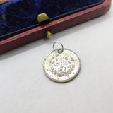 Sterling Silver Queen Victoria Two Annas Coin Charm Pendant Antique c1860