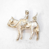 Sterling Silver Lady Riding Side-Saddle Charm Pendant Vintage c1970